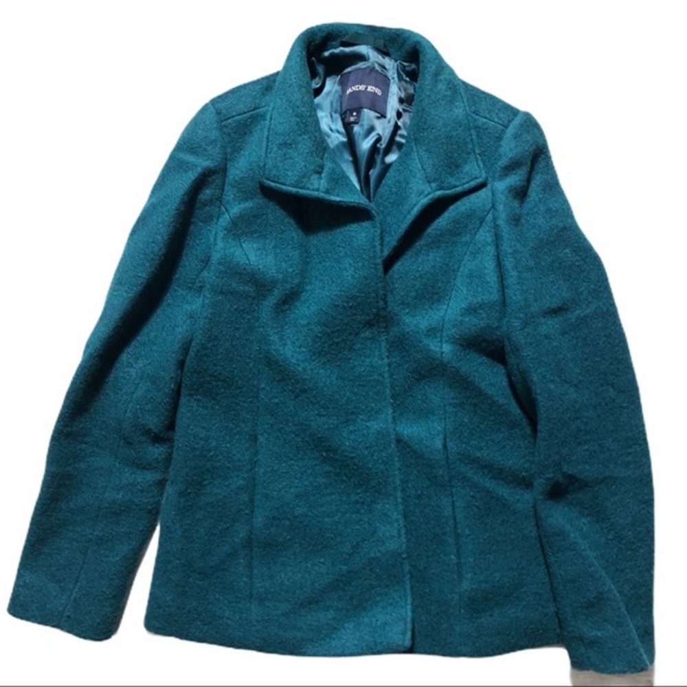 LANDS END Teal Wool Pea Coat